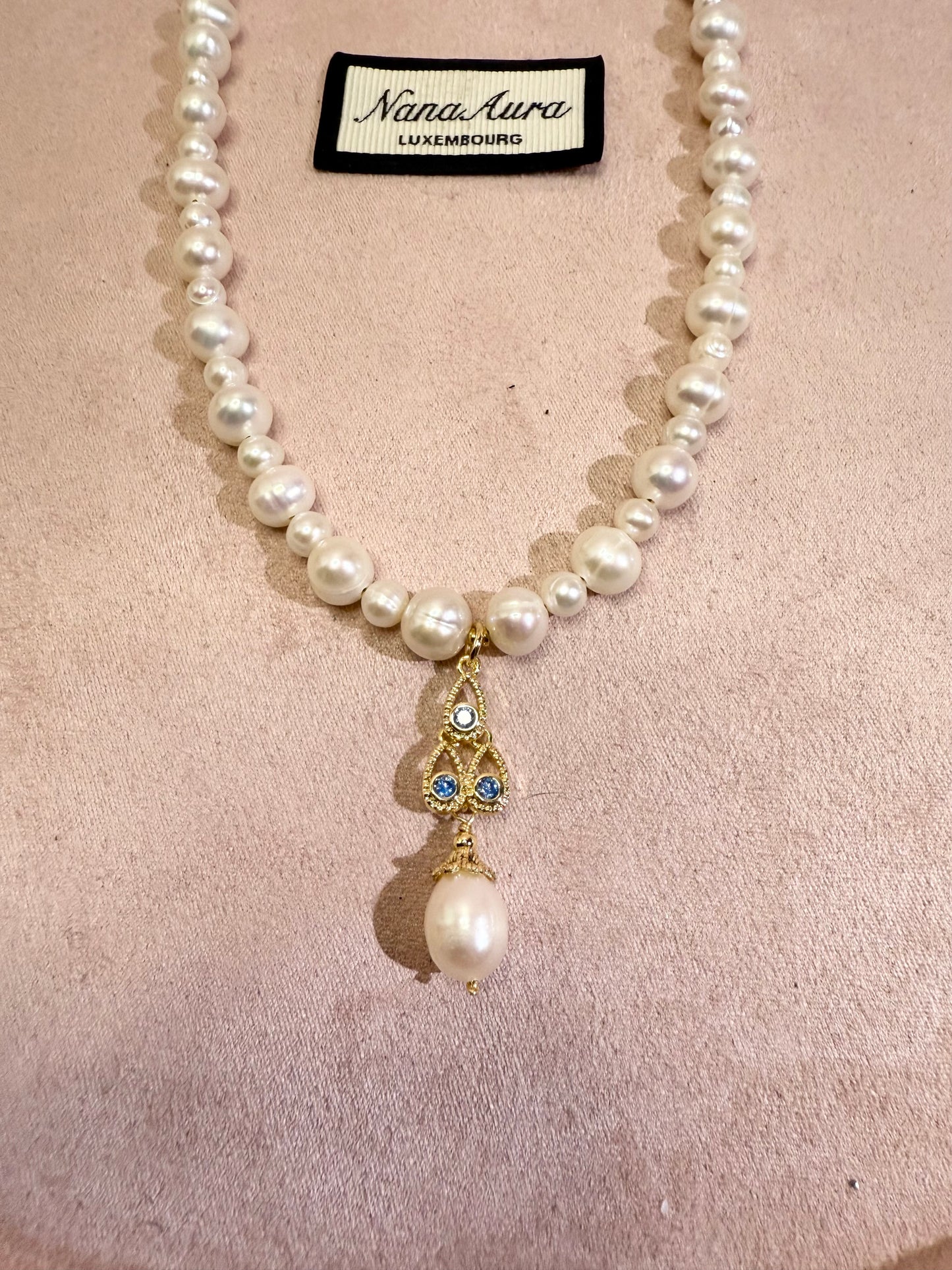 Blue Tear Pearl Necklace