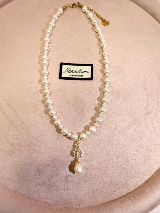 Blue Tear Pearl Necklace