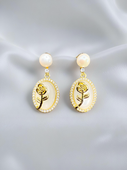 Rose Glow Pearl Earrings