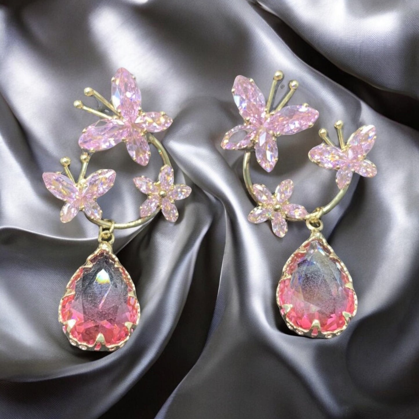 Pink Butterfly Garden Gradient Earring