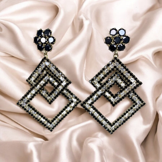 Geometric Noir Statement Earrings