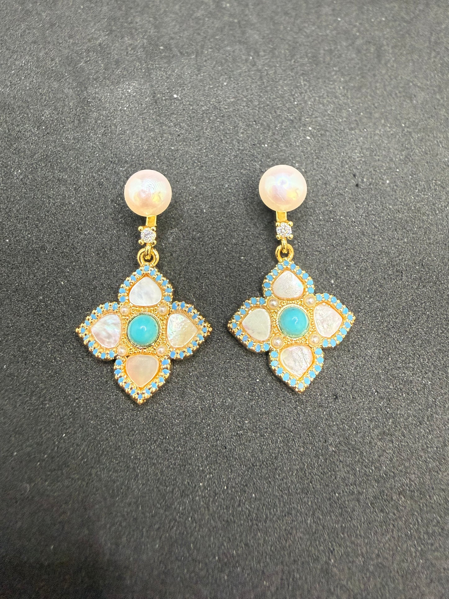 Azure Blossom Pearl Earrings