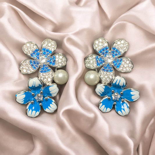 Azure Petals Blue Flower Earrings