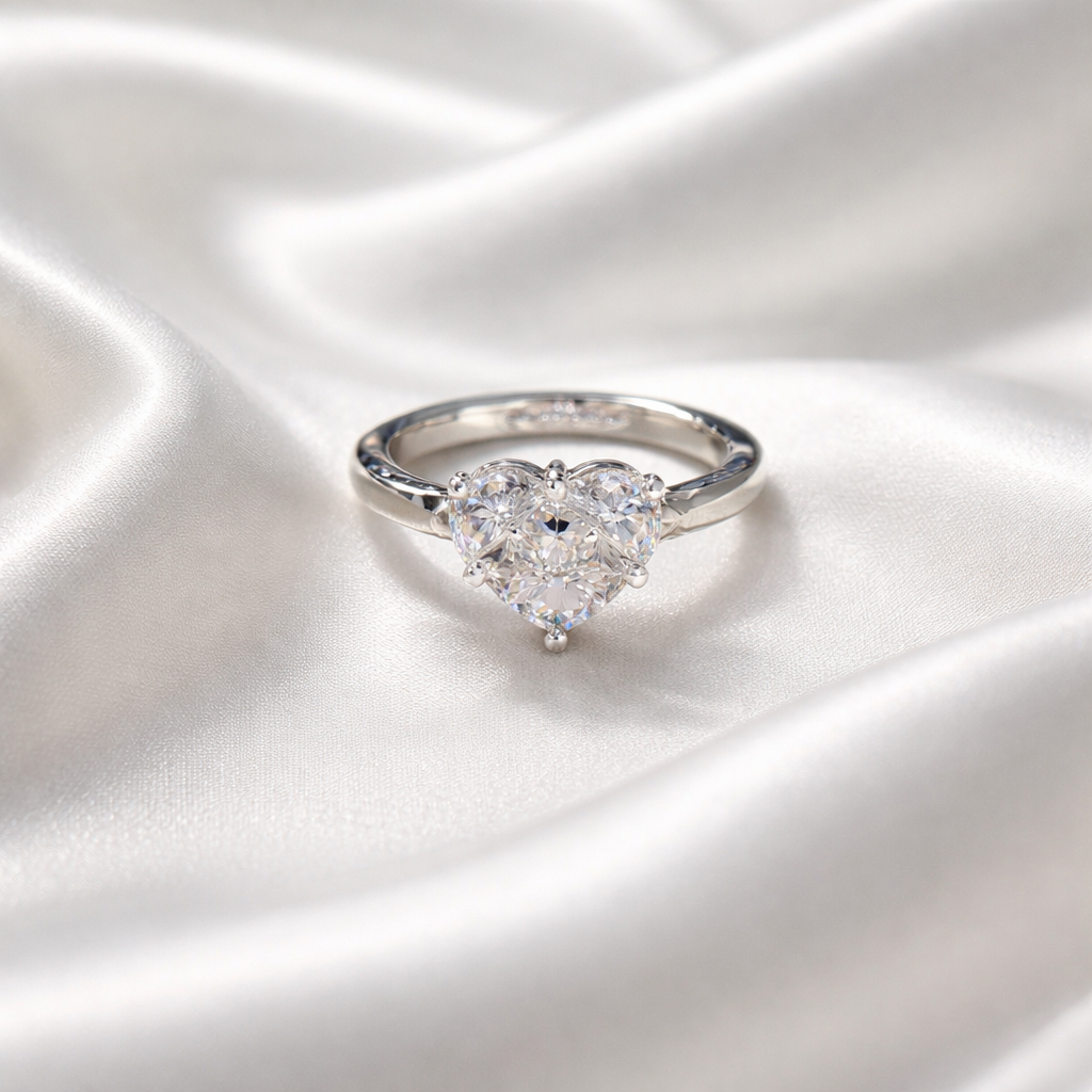 Bague solitaire Cœur en grappe