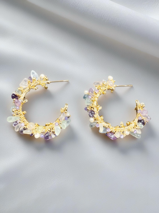 Boucles d'oreilles à larges boucles de jardin