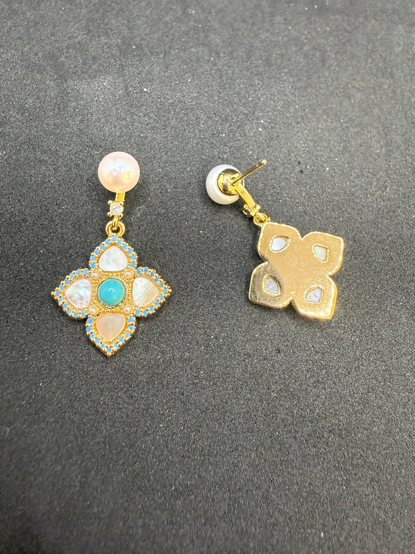 Azure Blossom Pearl Earrings