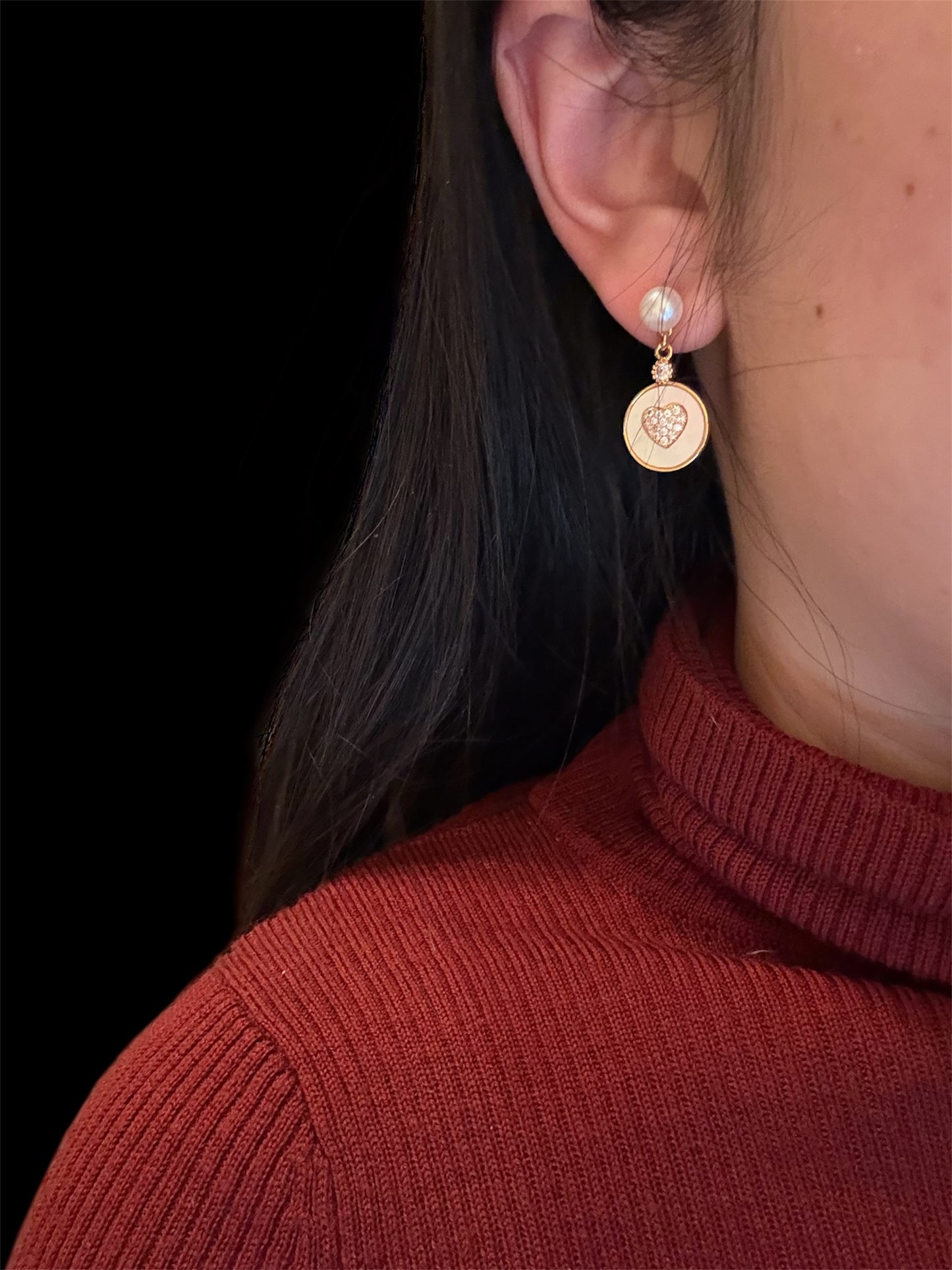 Boucles d'oreilles Cœur de perle