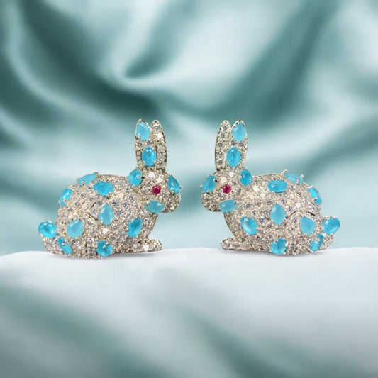 Blue Bunny Charm Earring