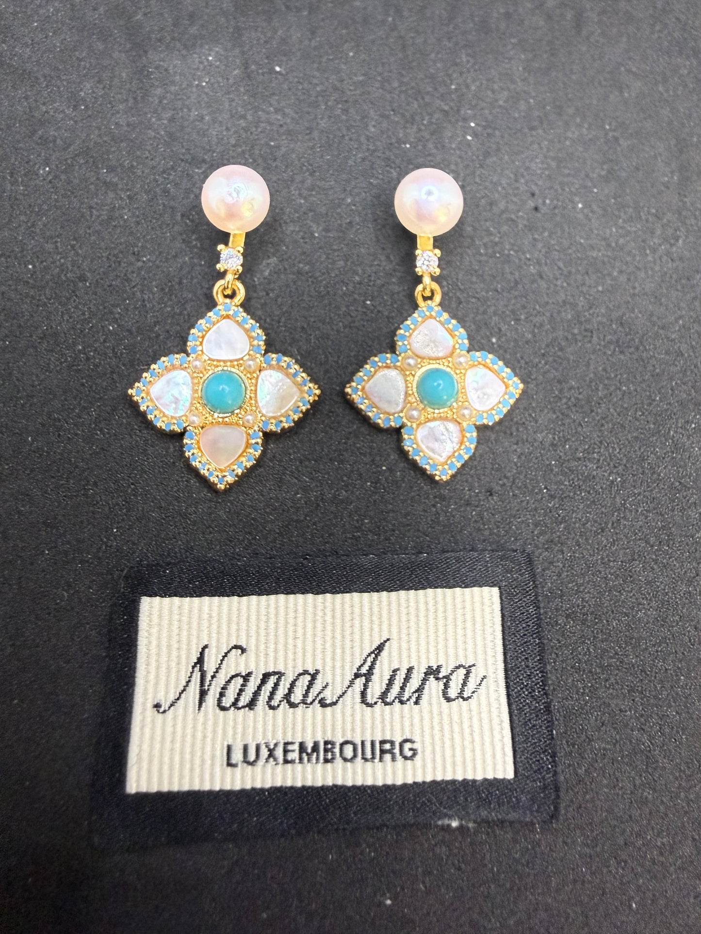 Azure Blossom Pearl Earrings