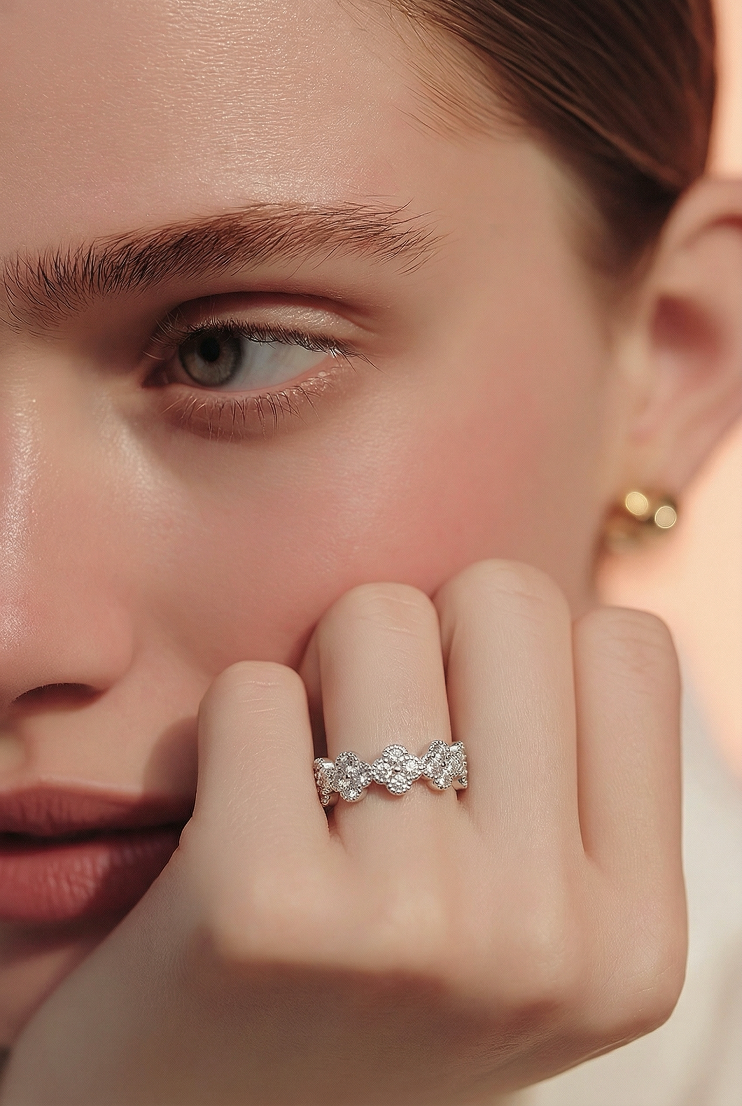 Bague pavée trèfle