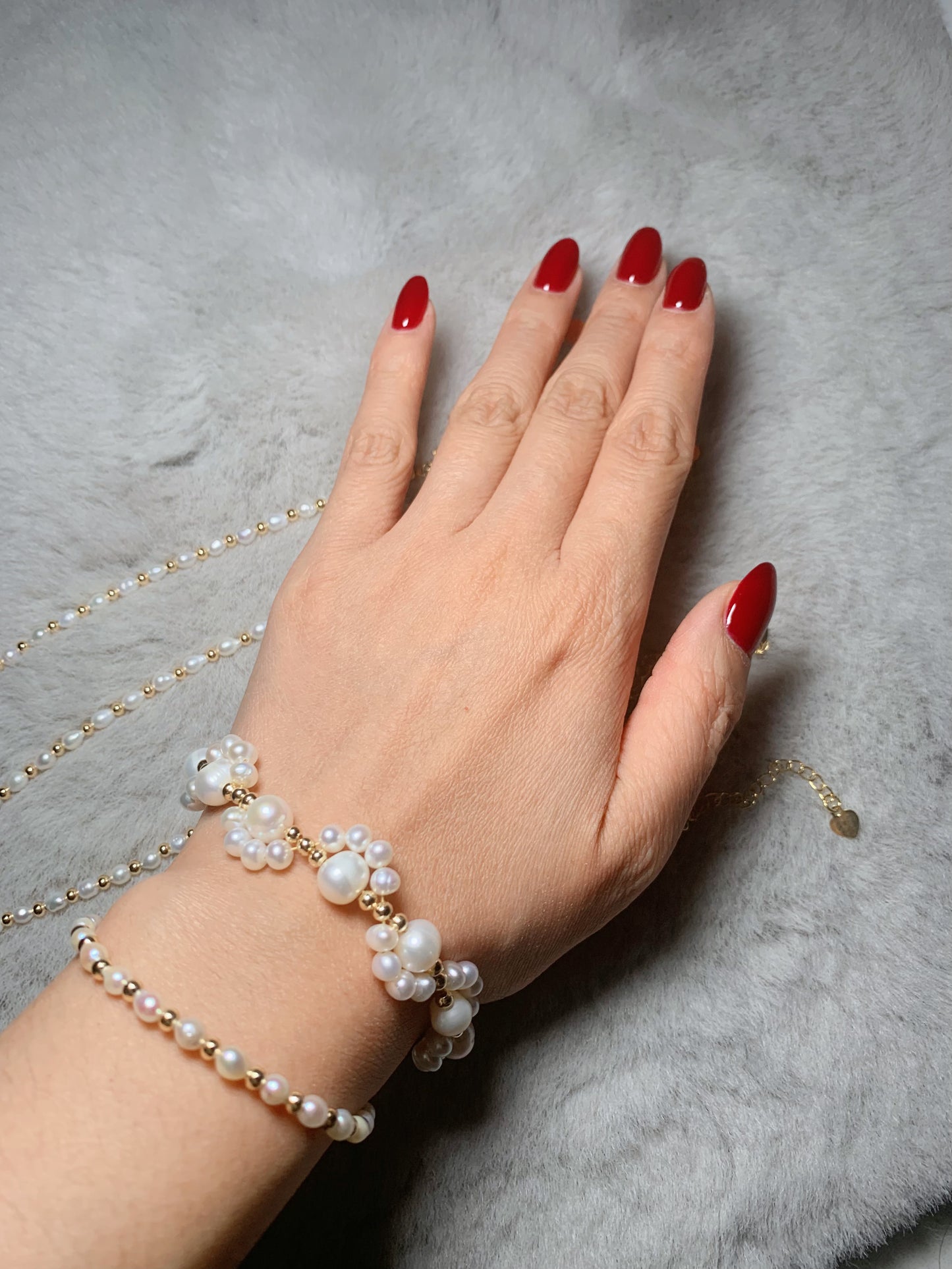 Natural Pearls Golden Beads Bracelet