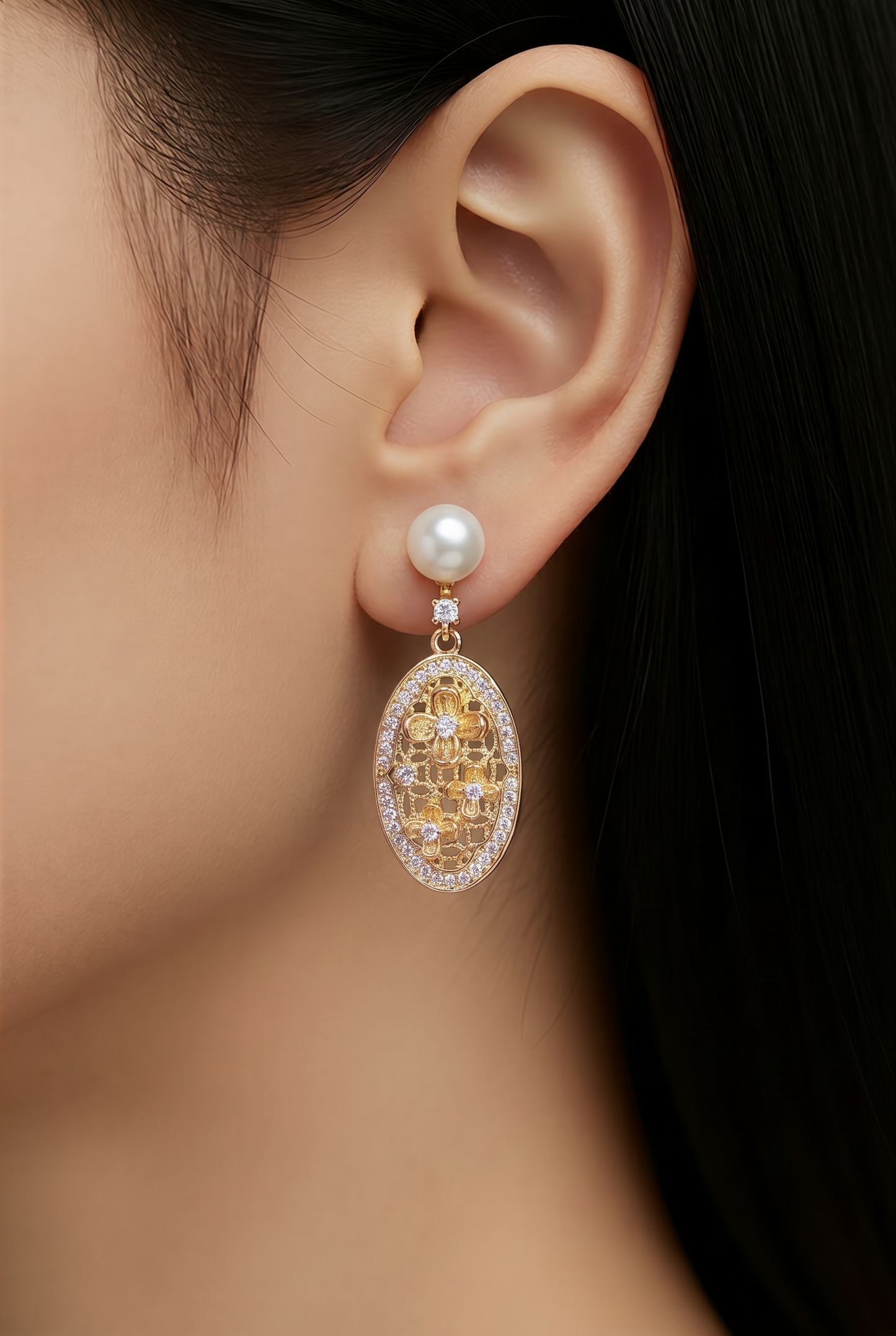 Boucles d'oreilles Flora Perle