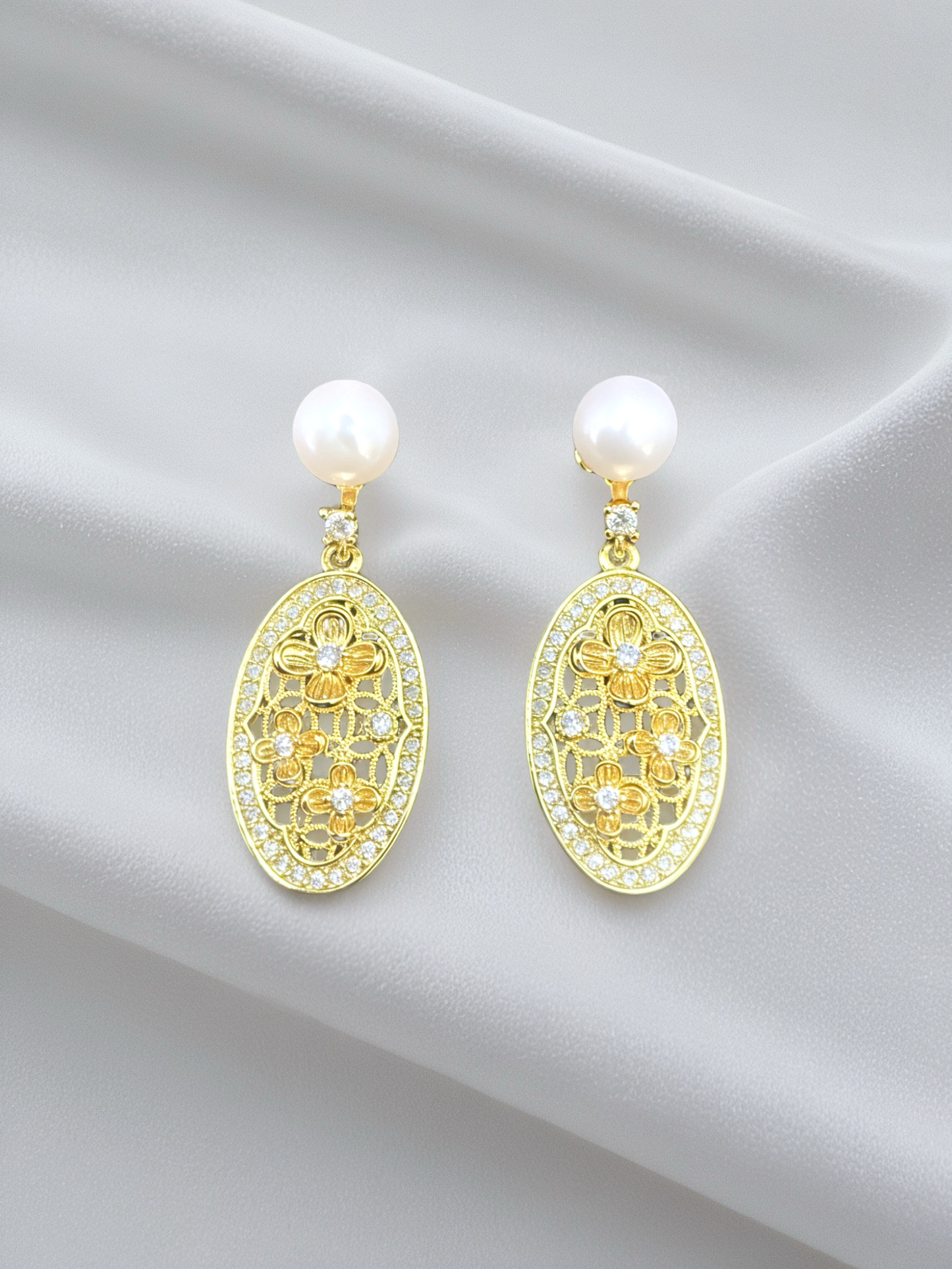 Boucles d'oreilles Flora Perle