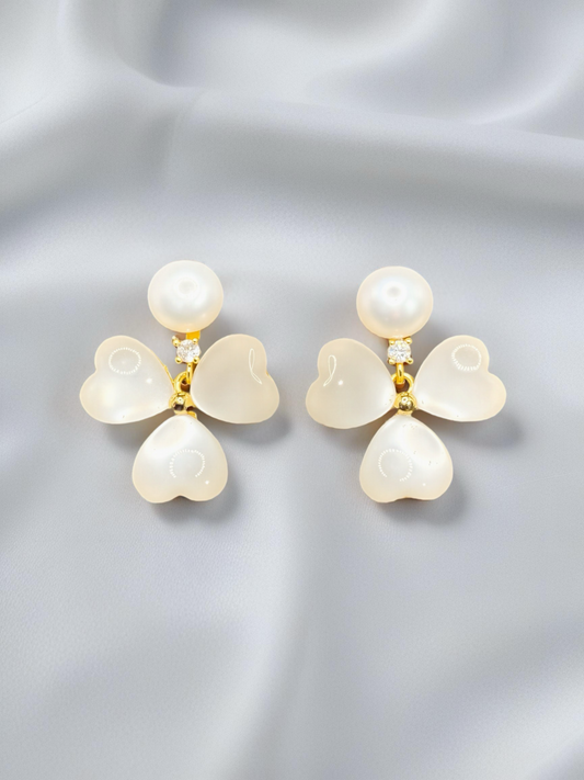 Cat Eye Flower Earrings